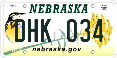 NE license plate DHK034