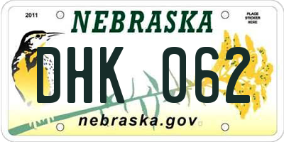 NE license plate DHK062