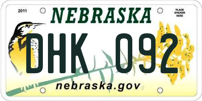NE license plate DHK092