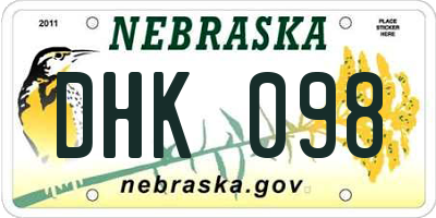 NE license plate DHK098