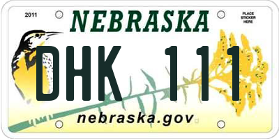 NE license plate DHK111