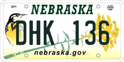 NE license plate DHK136