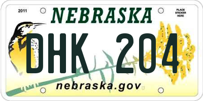 NE license plate DHK204