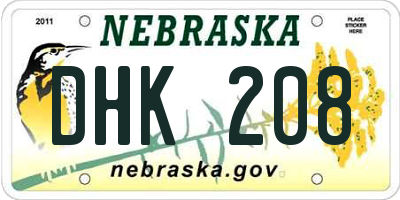 NE license plate DHK208