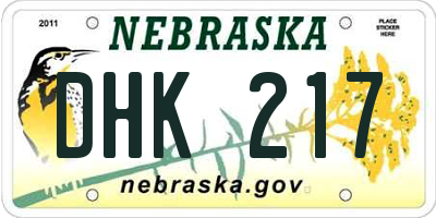NE license plate DHK217