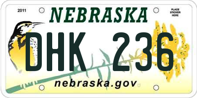 NE license plate DHK236