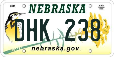 NE license plate DHK238
