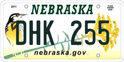 NE license plate DHK255