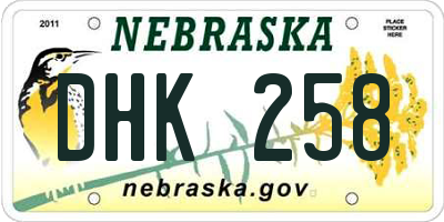 NE license plate DHK258