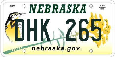 NE license plate DHK265