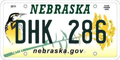 NE license plate DHK286