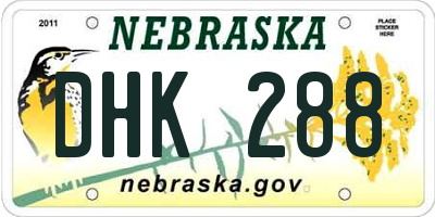 NE license plate DHK288