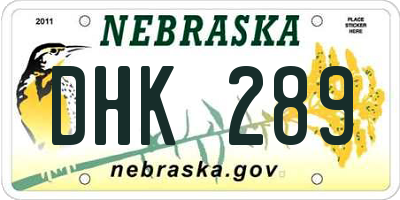 NE license plate DHK289