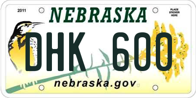 NE license plate DHK600