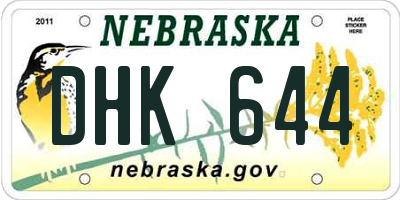 NE license plate DHK644
