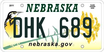 NE license plate DHK689