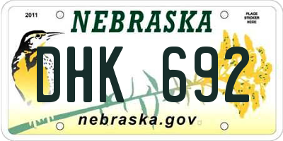 NE license plate DHK692