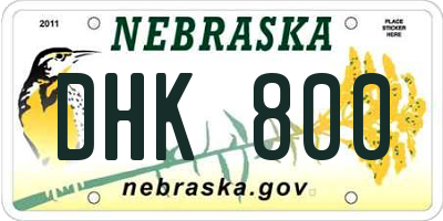 NE license plate DHK800