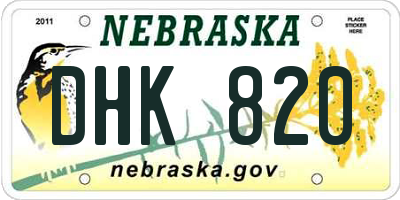 NE license plate DHK820
