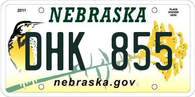 NE license plate DHK855