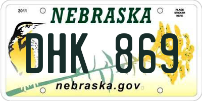 NE license plate DHK869