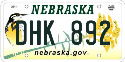 NE license plate DHK892