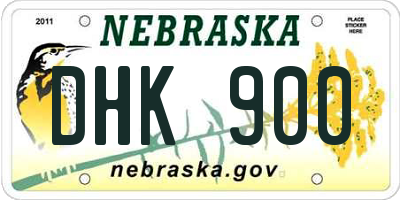 NE license plate DHK900