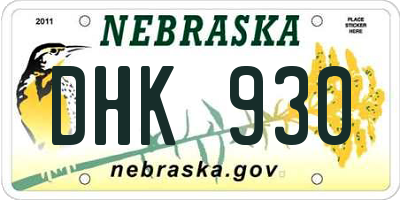 NE license plate DHK930