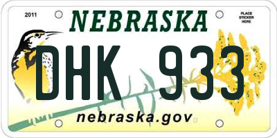 NE license plate DHK933