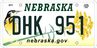 NE license plate DHK951