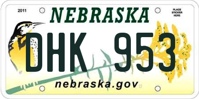 NE license plate DHK953