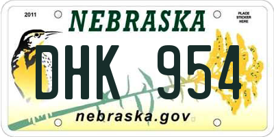 NE license plate DHK954