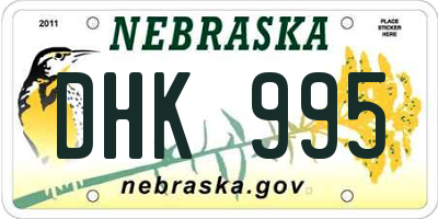 NE license plate DHK995