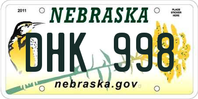 NE license plate DHK998