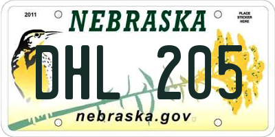 NE license plate DHL205
