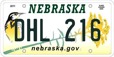 NE license plate DHL216