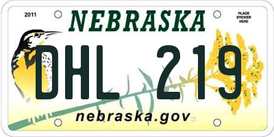 NE license plate DHL219