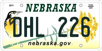 NE license plate DHL226