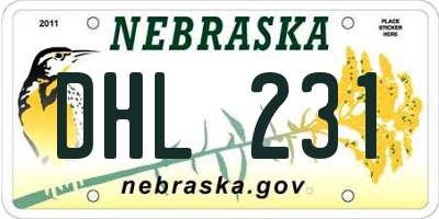 NE license plate DHL231