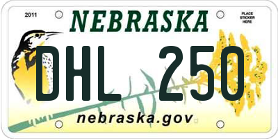 NE license plate DHL250