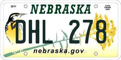 NE license plate DHL278