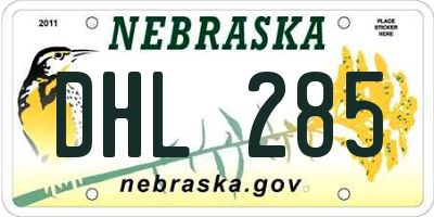NE license plate DHL285