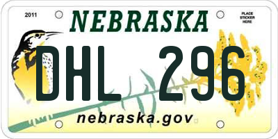 NE license plate DHL296