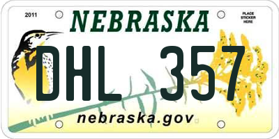 NE license plate DHL357