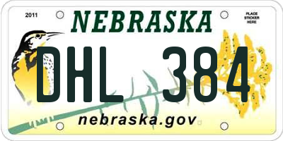 NE license plate DHL384