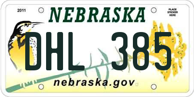 NE license plate DHL385