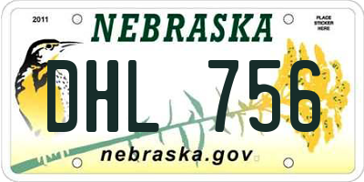 NE license plate DHL756