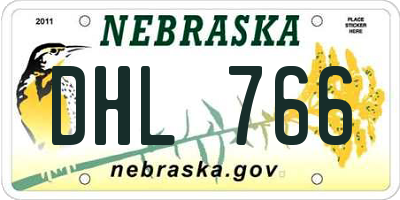 NE license plate DHL766