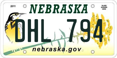 NE license plate DHL794