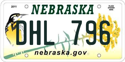 NE license plate DHL796